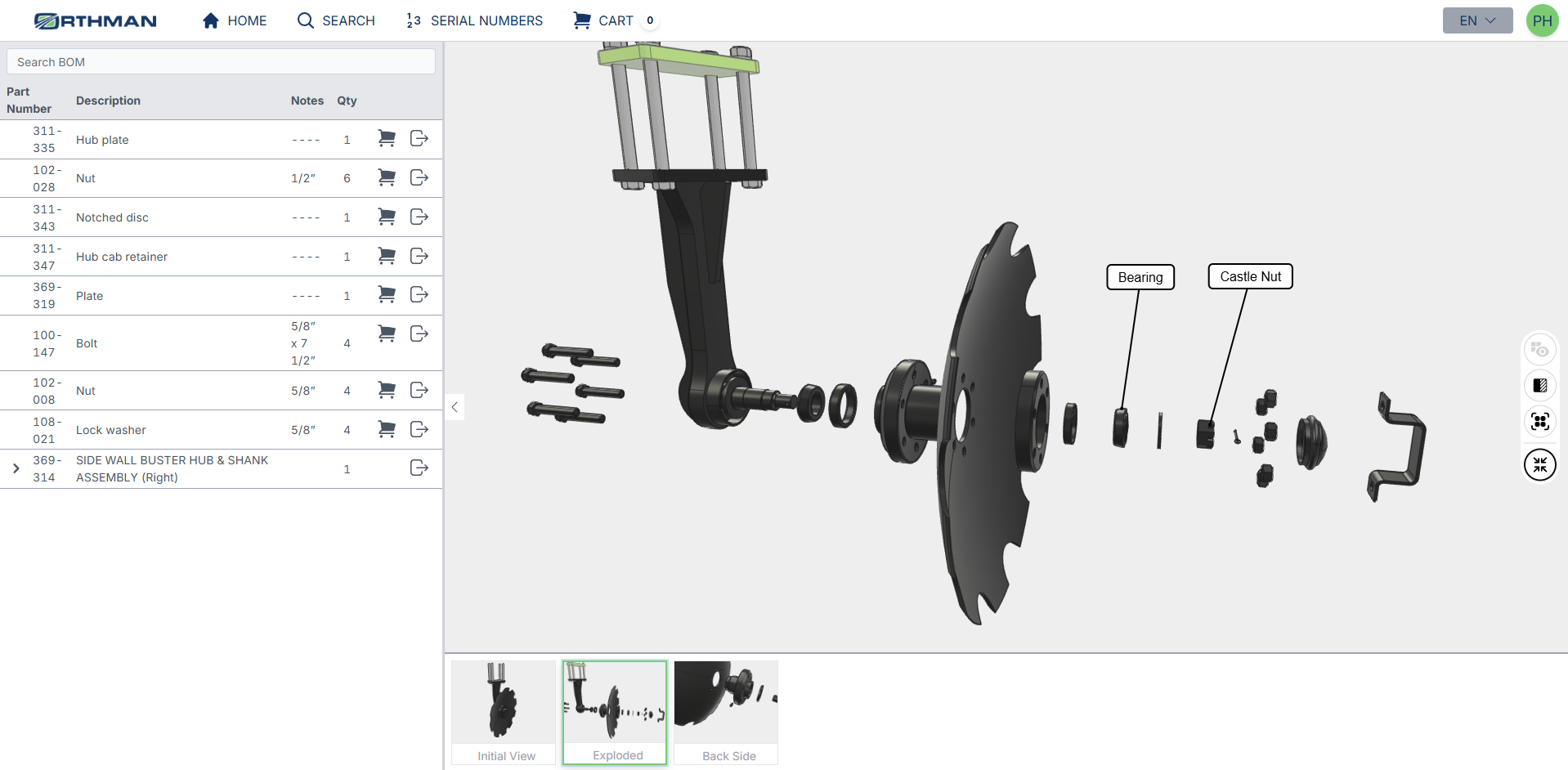Screenshot of 3D product visualization configurator